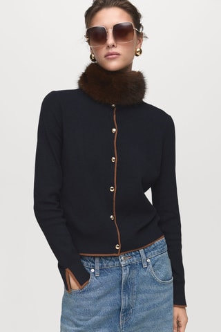 Cardigan fendu sur les poignets - Bleu marine