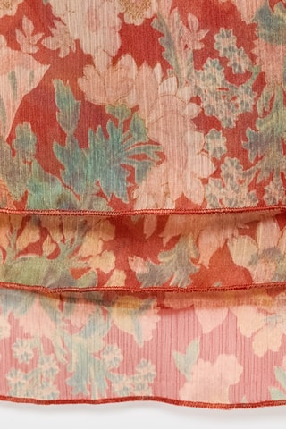 Blouse plissée à fleurs - Rouge