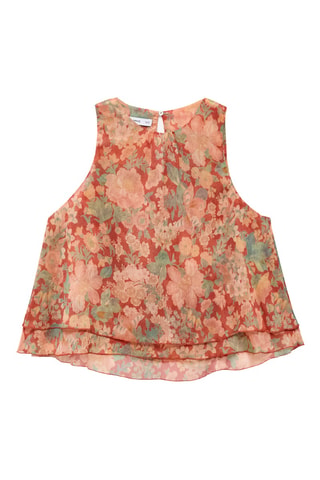Blouse plissée à fleurs - Rouge