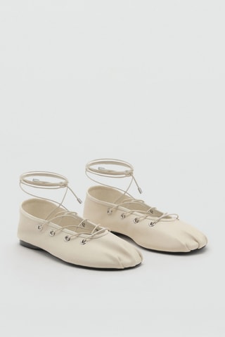 Ballerines cuir lanières croisées - Blanc