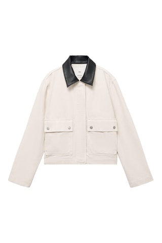 Parka en jean col contrasté - Écru