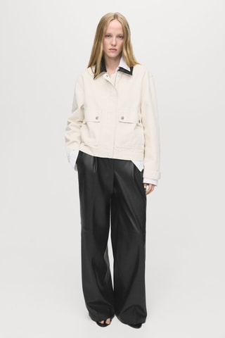 Parka en jean col contrasté - Écru