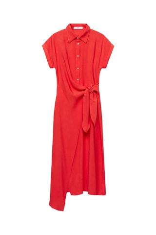 Robe chemisier croisée - Corail