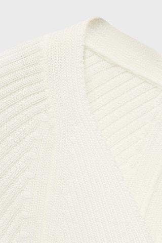 Pull-over côtelé col en V - Écru