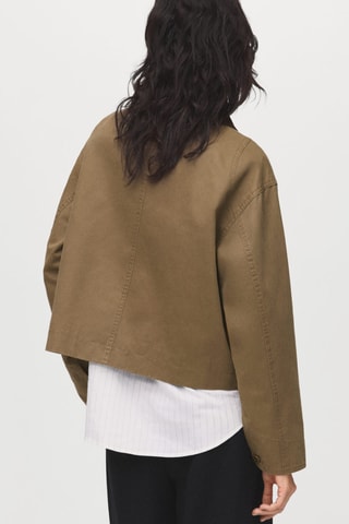 Parka en jean avec col en velours côtelé - Beige