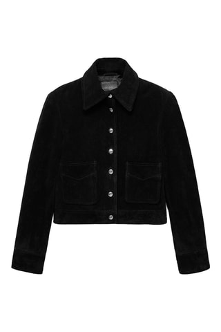 Veste en cuir fermeture par boutons - Noir