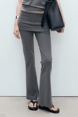 Pantalón diseño evasé cintura con vuelta - Gris