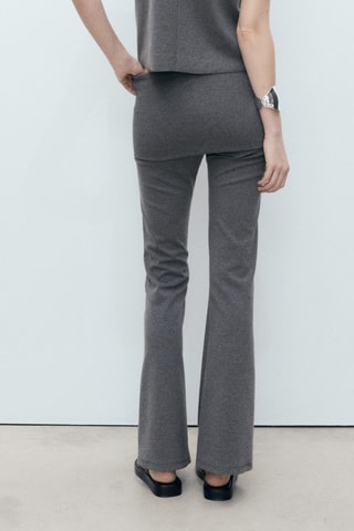 Pantalón diseño evasé cintura con vuelta - Gris