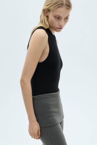 Pantalón diseño evasé cintura con vuelta - Gris