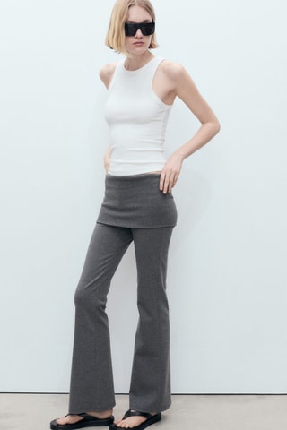 Pantalón diseño evasé cintura con vuelta - Gris