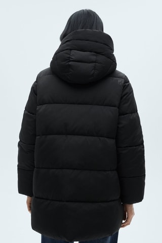 Anorak midi matelassé capuche - Noir