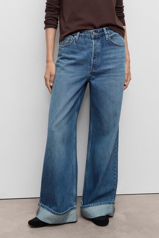 Jean large à revers - Bleu