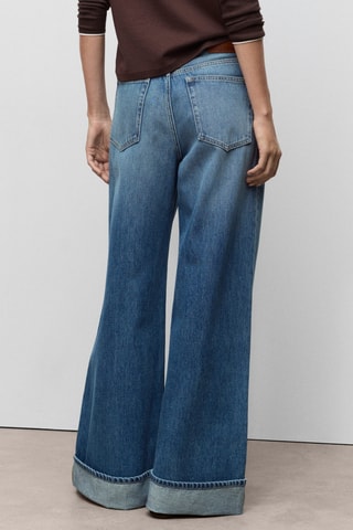 Jean large à revers - Bleu