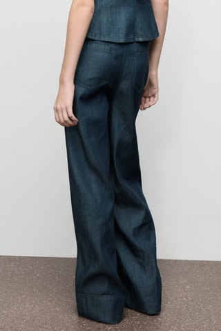 Pantalón denim ancho costuras - Azul