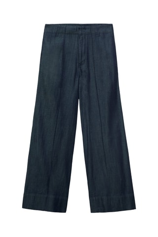 Pantalón denim ancho costuras - Azul