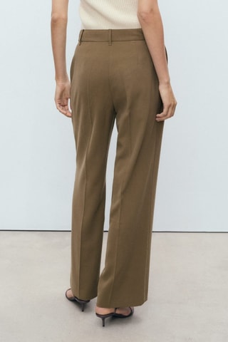 Pantalón recto tiro medio - Caqui