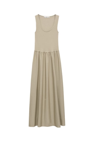Robe évasée tissu combiné - Kaki