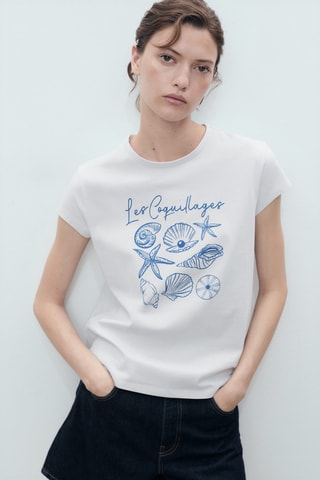 T-shirt en coton imprimé - Bleu