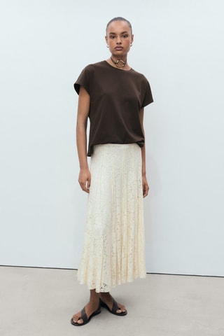 T-shirt coton col rond - Marron