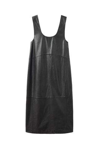 Robe midi 100 % cuir - Noir
