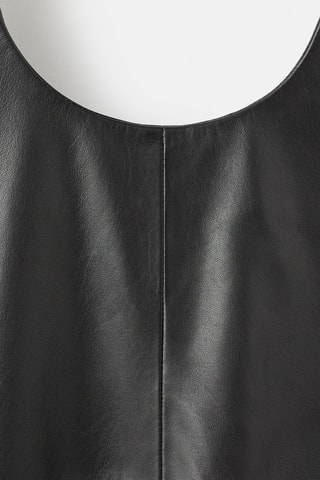 Robe midi 100 % cuir - Noir