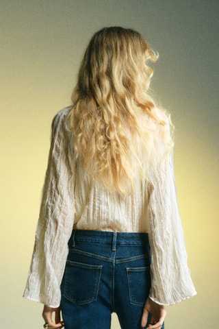 Blouse texturée nœud - Écru