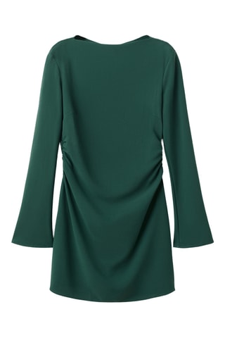 Robe col bateau froncée - Vert