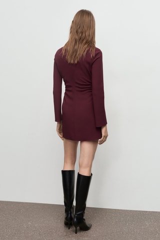 Robe col bateau froncée - Rouge