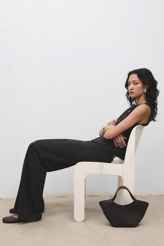 Pantalon droit taille élastique - Gris