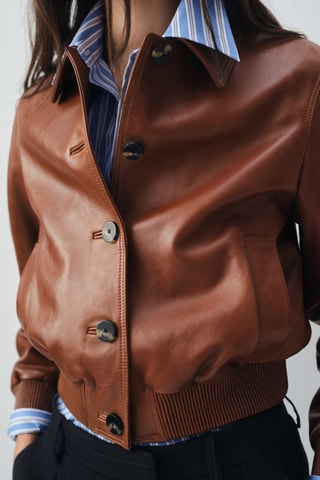 Veste bomber 100 % cuir - Marron