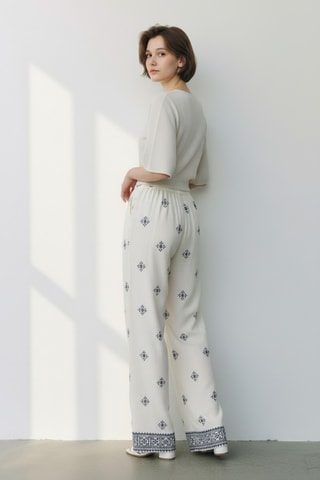 Pantalón ancho de lino - Blanco
