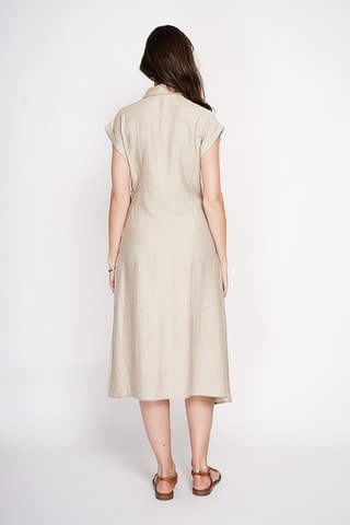 Vestido cruzado de lino - Beige