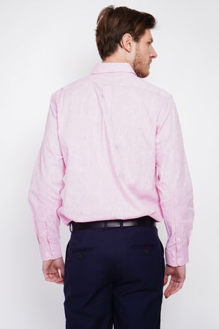 Camisa regular fit de lino - Rosa