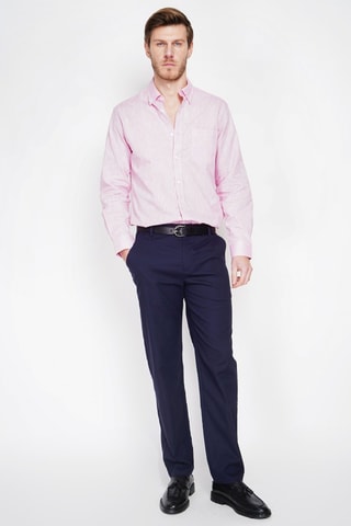 Camisa regular fit de lino - Rosa