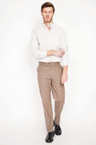 Camisa regular fit de lino - Beige