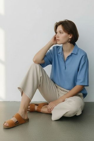 Blusa de lino - Azul