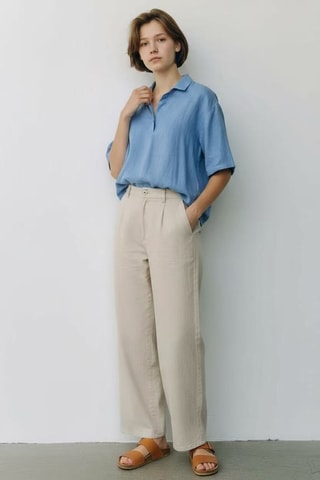 Blusa de lino - Azul