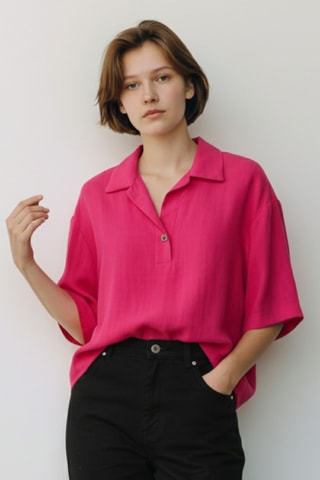 Blusa de lino - Fucsia