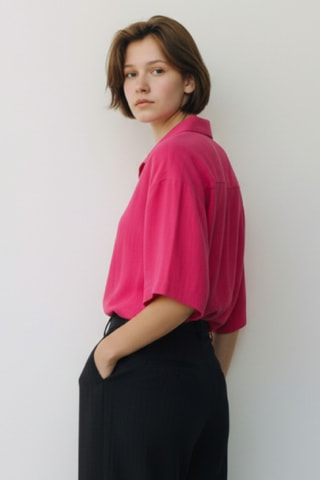 Blusa de lino - Fucsia