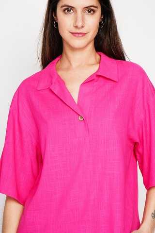 Blusa de lino - Fucsia