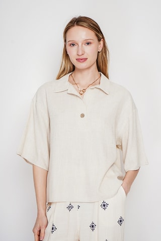 Blusa de lino - Beige