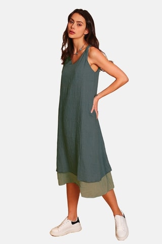 Vestido de lino - Caqui