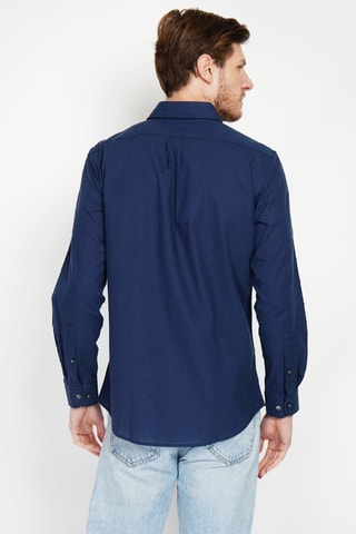 Camisa regular fit de lino - Azul marino