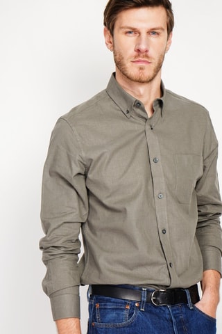 Camisa regular fit de lino - Caqui