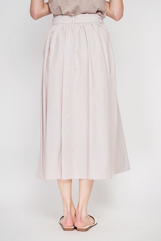 Falda midi de lino - Camel