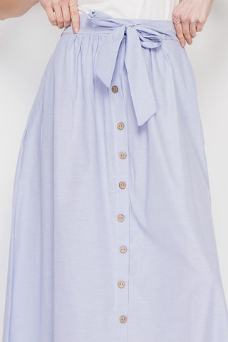 Falda midi de lino - Azul marino