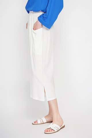 Pantalón pirata ancho de tiro alto de lino - Blanco