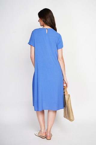 Vestido trapecio de lino - Azul