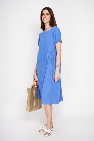 Vestido trapecio de lino - Azul