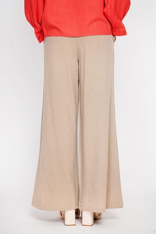 Pantalón de lino de tiro alto - Camel